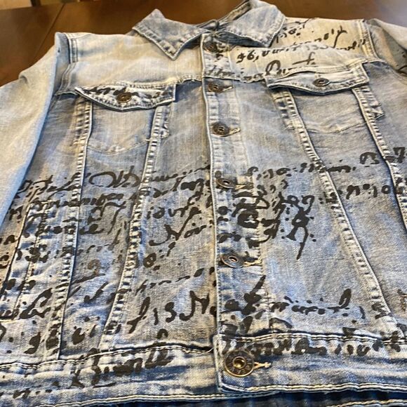 Waimea Men’s Denim Graffiti Truckers Jacket Size Medium - Picture 3 of 8
